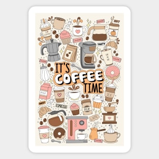 Its Coffee Time Hand Drawn Doodles Sticker